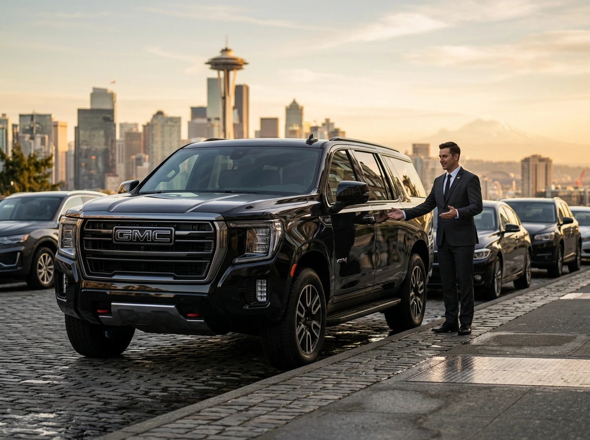 Downtown Seattle to SeaTac Airport black car service — Lal Limo luxury SUV transfer