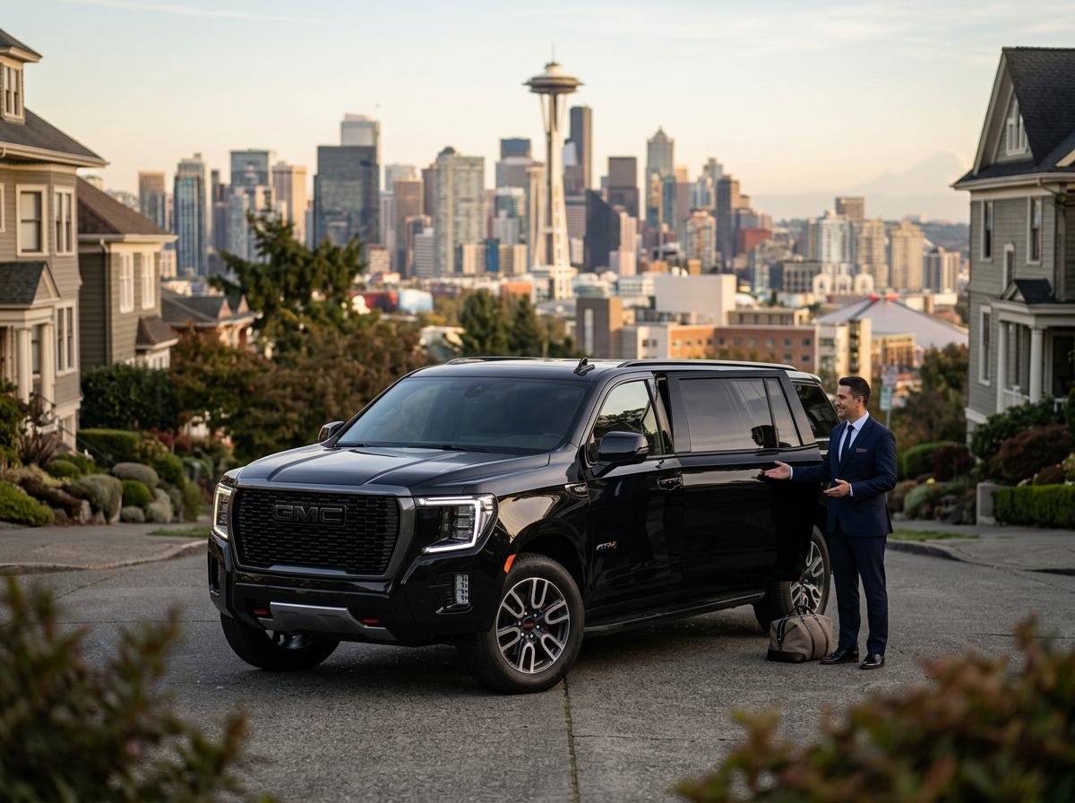 Queen Anne airport car service to SeaTac — Lal Limo black SUV Seattle Center Upper Queen Anne transfer